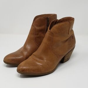 Frye Ankle Boots Women's Size 6.5 Jennifer Wheat Side Zip Pointed Toe - Flaws